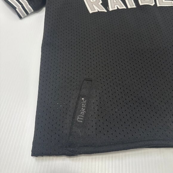 Vintage Majestic Oakland Raiders Mesh 1/4 Zip Jersey XL - Picture 3 of 4